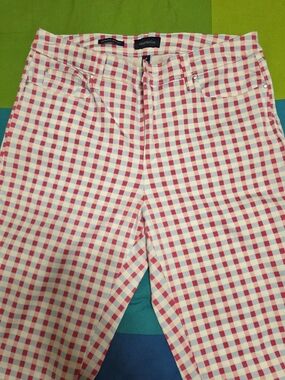 Charter Club Pink & White Gingham Straight Leg Pants